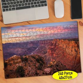 12 Kızıl Gökyüzü ve Kayalık Doğa Manzara 240 Parça Puzzle Yapboz