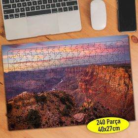 12 Kızıl Gökyüzü ve Kayalık Doğa Manzara 240 Parça Puzzle Yapboz