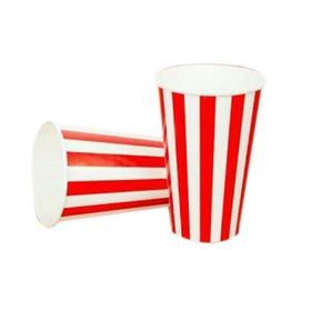 12 Oz Kırmızı Beyaz Çizgi Desenli 50 Adet Karton Bardak