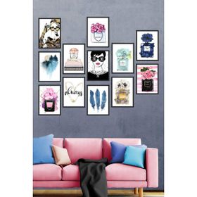 12 Parça Çerçeve Görünümlü Mdf Tablo Seti
