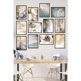 12 Parça Çerçeve Görünümlü Mdf Tablo Seti