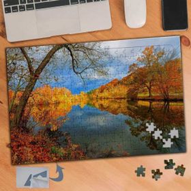 120 Sararmış Ağaçlar Göl Manzarası 240 Parça Puzzle Yapboz Tablo