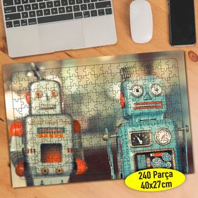 1204 Nostajik Robot Oyuncaklar Fotoğrafı 240 Parça Puzzle Yapboz