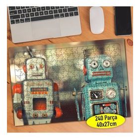 1204 Nostajik Robot Oyuncaklar Fotoğrafı 240 Parça Puzzle Yapboz