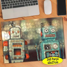 1204 Nostajik Robot Oyuncaklar Fotoğrafı 240 Parça Puzzle Yapboz