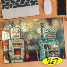 1204 Nostajik Robot Oyuncaklar Fotoğrafı 240 Parça Puzzle Yapboz