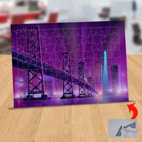 12079 Mor Gökyüzü Altında Köprü 99 Parça Puzzle Yapboz Tablo