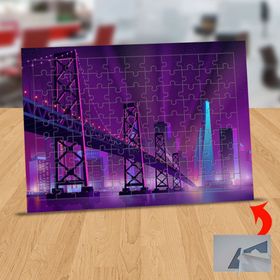 12079 Mor Gökyüzü Altında Köprü 99 Parça Puzzle Yapboz Tablo