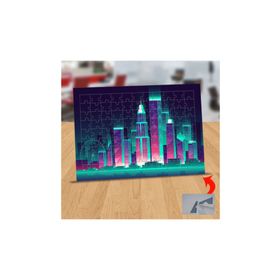 12079 Yeşil Işıklandırmalı Binalar 99 Parça Puzzle Yapboz Tablo