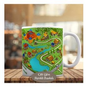 12187 Naturel Küçük Kasaba Manzarası Baskılı Kupa Bardak