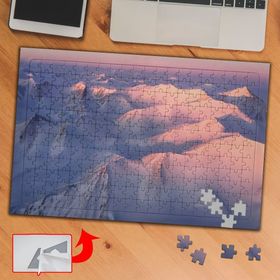 122 Pembe Gün Batımı Beyaz Dağlar 240 Parça Puzzle Yapboz Tablo