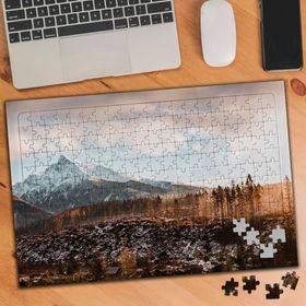 122985 Topraktaki Kar Dağlar Çalılıklar 240 Parça Puzzle Yapboz