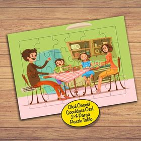 12495 Yemek Masasında Mutlu Aile 24 Parça Çocuklara Özel Yapboz Tablo