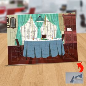 126216278 Restoranda Yemek Masası 99 Parça Puzzle Yapboz Tablo
