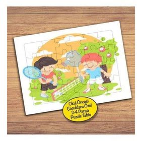 12670 Tenis Oynayan İki Arkadaş 24 Parça Çocuklara Özel Yapboz Tablo