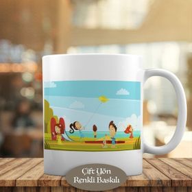1284-14212 Uçurtma Uçuran Çocuklar Kupa Bardak