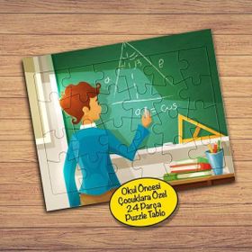 128411140 Geometri Öğretmeni 24 Parça Çocuklara Özel Yapboz Tablo