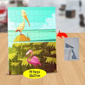 128416434 Sevimli Leyle Ve Flamingo 99 Parça Puzzle Yapboz Tablo