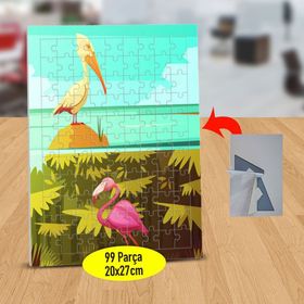 128416434 Sevimli Leyle Ve Flamingo 99 Parça Puzzle Yapboz Tablo