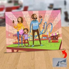 12847679 Lunaparkta Sevimli Aile 99 Parça Puzzle Yapboz Tablo