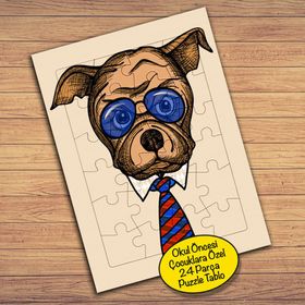 12847848 Gözlüklü Sevimli Köpek Çocuklara Özel Puzzle Yapboz Tablo