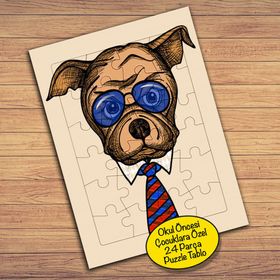 12847848 Gözlüklü Sevimli Köpek Çocuklara Özel Puzzle Yapboz Tablo