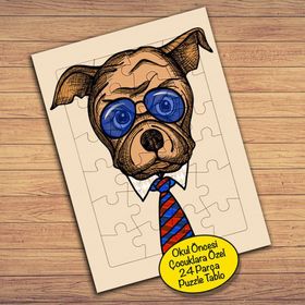 12847848 Gözlüklü Sevimli Köpek Çocuklara Özel Puzzle Yapboz Tablo