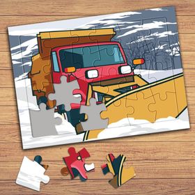 129111 Kar Küreme Aracı Çocuklara Özel Puzzle Yapboz Tablo