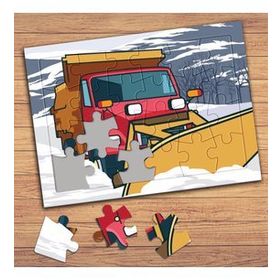 129111 Kar Küreme Aracı Çocuklara Özel Puzzle Yapboz Tablo