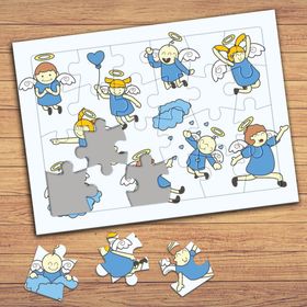 129200 Mutlu Neşeli Melekler Çocuklara Özel Puzzle Yapboz Tablo
