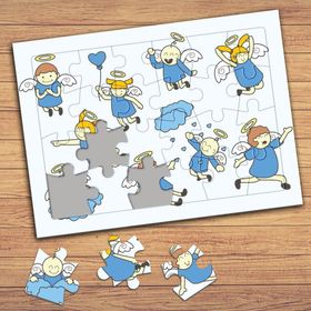129200 Mutlu Neşeli Melekler Çocuklara Özel Puzzle Yapboz Tablo