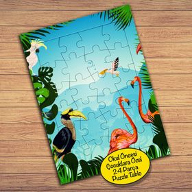 12966 Filamingo Papağan Kuşlar Çocuklara Özel Puzzle Yapboz Tablo