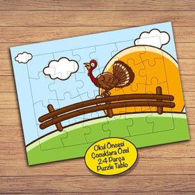 129PZ Gün Doğumu Öten Horoz Çocuklara Özel Puzzle Yapboz Tablo