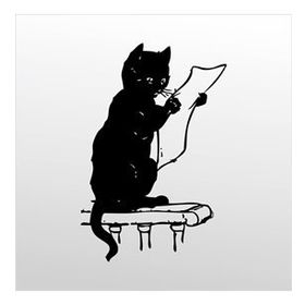 130 cm Gazete Okuyan Kedi Folyo Sticker