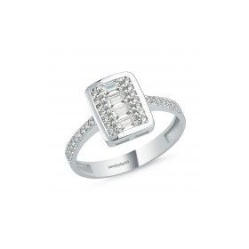 1,30 ct Baget Beyaz Altın Tek Taş Yüzük