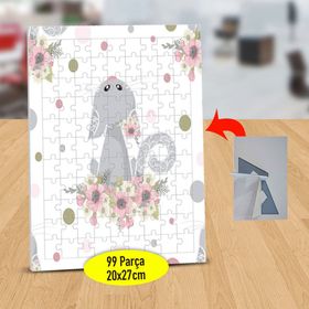 13051911 Sevimli Çiçekli Kedi 99 Parça Puzzle Yapboz Tablo