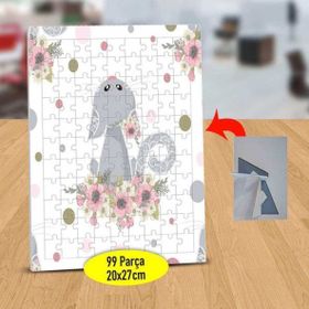 13051911 Sevimli Çiçekli Kedi 99 Parça Puzzle Yapboz Tablo
