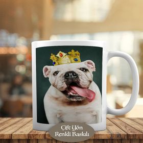 1308-18503 Taçlı Dil Çıkaran Sevimli Köpek Kupa Bardak