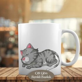 1308-23038 Uyuyan Sevimli Kedi Kupa Bardak