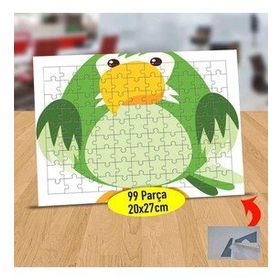 130821822 Yeşil Tonton Sevimli Kuş 99 Parça Puzzle Yapboz Tablo