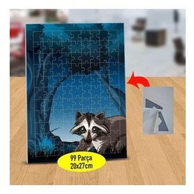 130823070 Gece Ormandaki Rakun 99 Parça Puzzle Yapboz Tablo