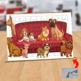 130824632 Koltuktaki Mutlu Köpekler 99 Parça Puzzle Yapboz Tablo