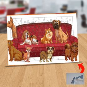 130824632 Koltuktaki Mutlu Köpekler 99 Parça Puzzle Yapboz Tablo