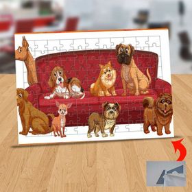 130824632 Koltuktaki Mutlu Köpekler 99 Parça Puzzle Yapboz Tablo