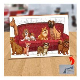 130824632 Koltuktaki Mutlu Köpekler 99 Parça Puzzle Yapboz Tablo