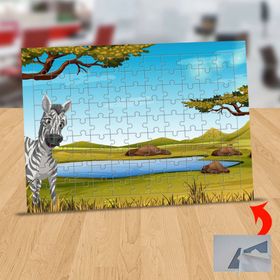 130824781 Göl Kenarında Zebra 99 Parça Puzzle Yapboz Tablo
