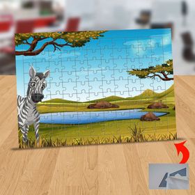 130824781 Göl Kenarında Zebra 99 Parça Puzzle Yapboz Tablo
