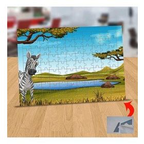 130824781 Göl Kenarında Zebra 99 Parça Puzzle Yapboz Tablo