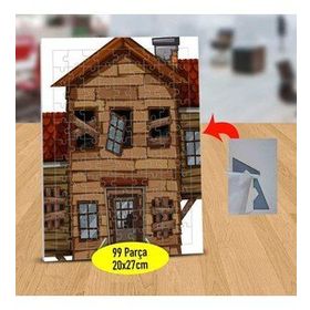 13083336 Yıkık Dökük Tahta Ev 99 Parça Puzzle Yapboz Tablo