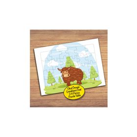 130PZ Koca Boğa Çimenlikte Çocuklara Özel Puzzle Yapboz Tablo